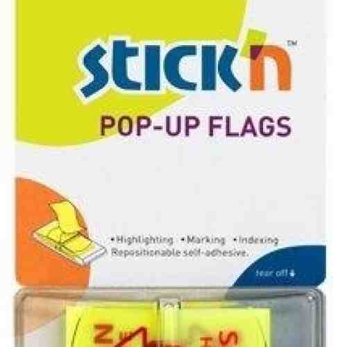 Film index autoadeziv 45 x 25mm, 50 file/set, Stick"n Pop-up (sign here) - galben
