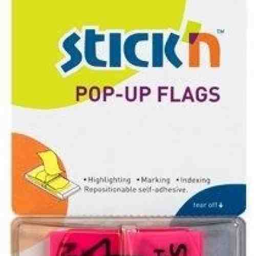 Film index autoadeziv 45 x 25mm, 50 file/set, Stick"n Pop-up (sign here) - roz