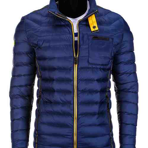Geaca pentru barbati, bleumarin, impermeabila, fermoar, model slim - c292