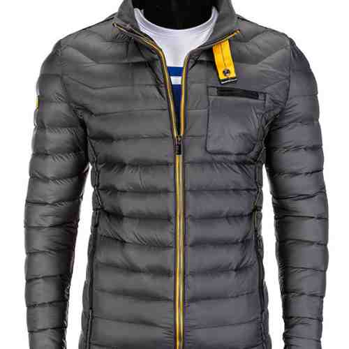 Geaca pentru barbati, gri, impermeabila, fermoar, model slim - c292