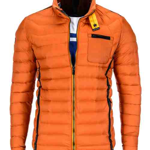 Geaca pentru barbati, portocaliu, impermeabila, fermoar, model slim - c292