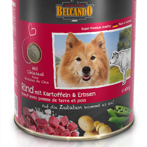 Hrana umeda pentru caini Belcando cu vita cartofi si mazare 800 g