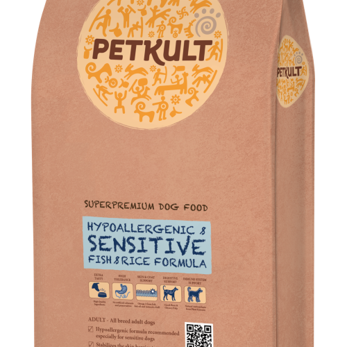 Hrana uscata pentru caini Petkult Sensitive cu peste si orez 14 kg