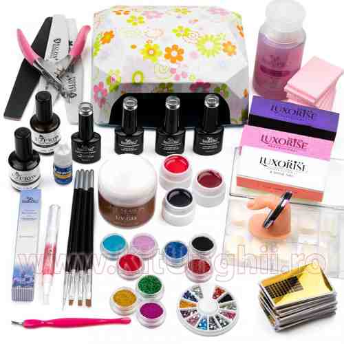 Kit Unghii False Duo cu Gel UV si Oja Semipermanenta SensoPro Italia - Promotie #63 + CADOU