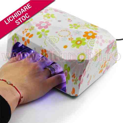 Lampa UV LED Hybrid 36W DOUBLE Light LED, Timer, Senzor, Flower Design - Uscare Rapida pentru orice tip de Gel UV