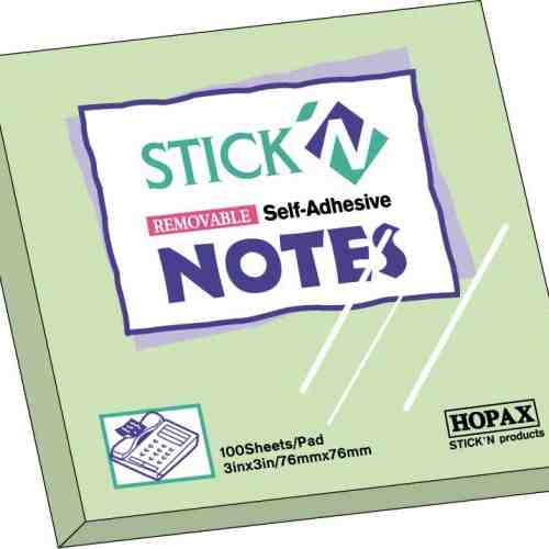 Notes autoadeziv 76 x 76 mm, 100 file, Stickn - verde pastel"