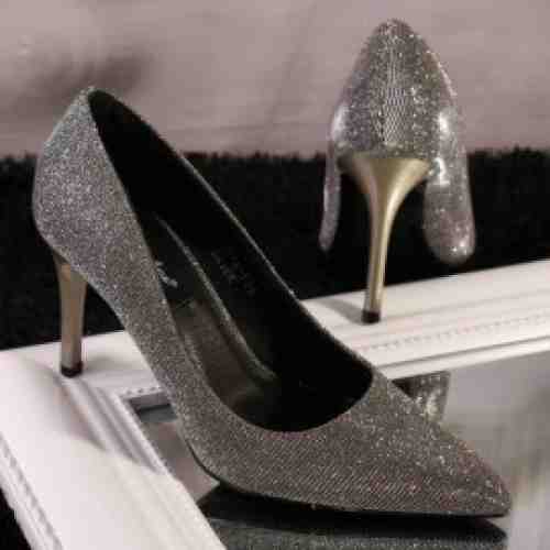 Pantofi Dama Argintii Cod: A172 (CULOARE: Argintiu, DIMENSIUNE TOC: 9, MARIME: 35)