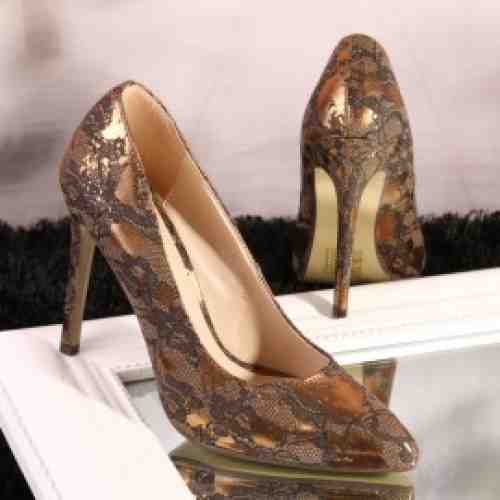 Pantofi Dama Aurii Cod: A353 (CULOARE: Auriu, DIMENSIUNE TOC: 10, MARIME: 39)