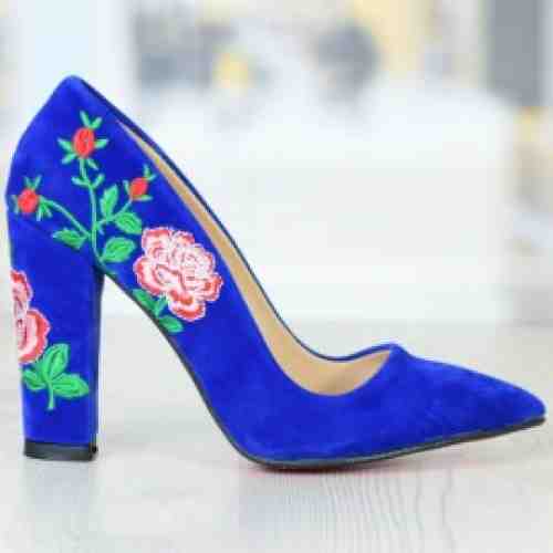 Pantofi Dama Motive Albastrii Inchis Cod: 970 (CULOARE: Albastru Inchis, DIMENSIUNE TOC: 10, MARIME: 40)
