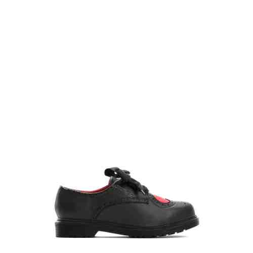 Pantofi dama oxford, negri, cu model, casual - 6153-1