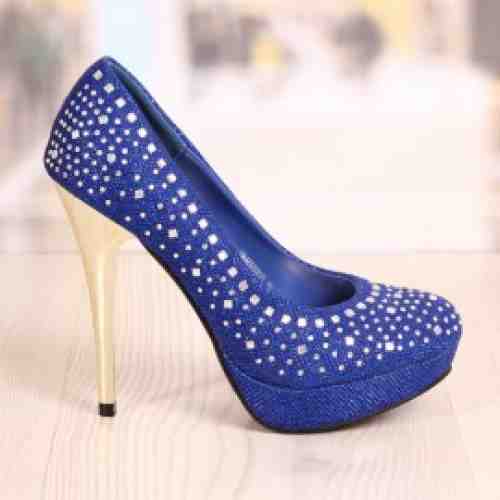 Pantofi Stiletto Chaboo Albastrii Cod: 840 (CULOARE: Albastru, DIMENSIUNE TOC: 10, MARIME: 36)