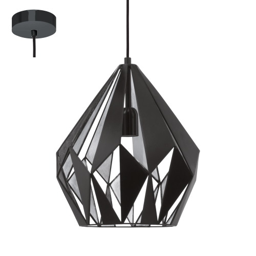 Pendul Eglo CARLTON 60W, Ø310mm, negru-argintiu
