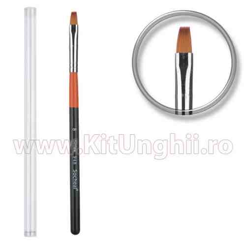Pensula unghii pentru aplicare gel UV nr.8 cu etui tubular - Ultra Orange