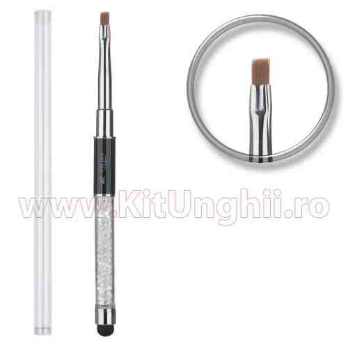 Pensula Unghii premium aplicare gel cu cristale si capac Nr. 2 Cream