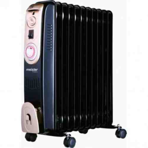 Radiator cu ulei, meister Hausgerate, HRH128-11, 11 elementi, 3 trepte de incalzire, 2000W, Termostat reglabil, Culoare Negru