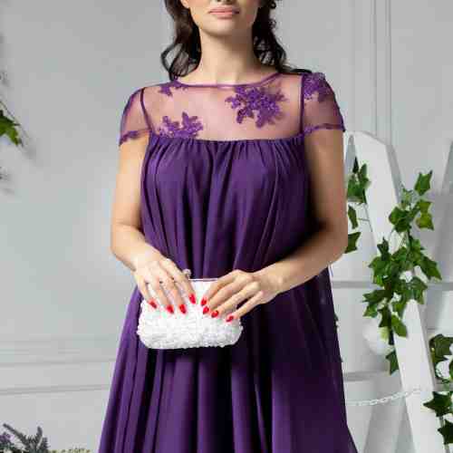 Rochie Artista Dilara mov cu broderie