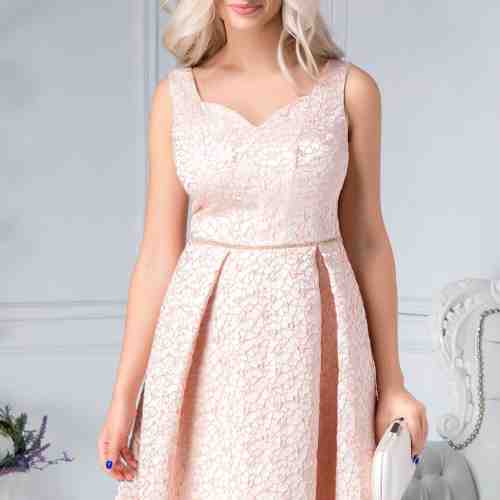 Rochie Danya roz de ocazie cu detalii florale
