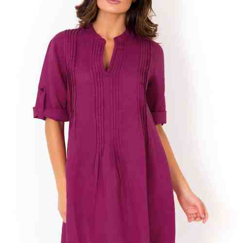 Rochie de vara din in David Beachwear Fuksia 05