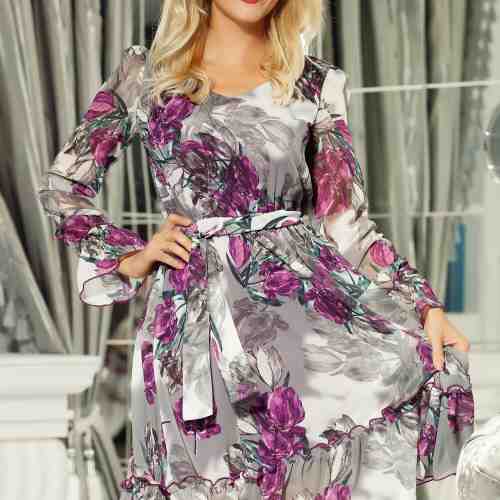Rochie lejera din voal cu imprimeu floral