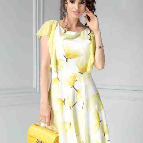 Rochie Leonard Collection vaporoasa cu flori galbene