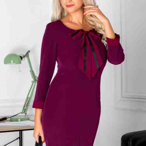 Rochie Moze office violet cu fundita