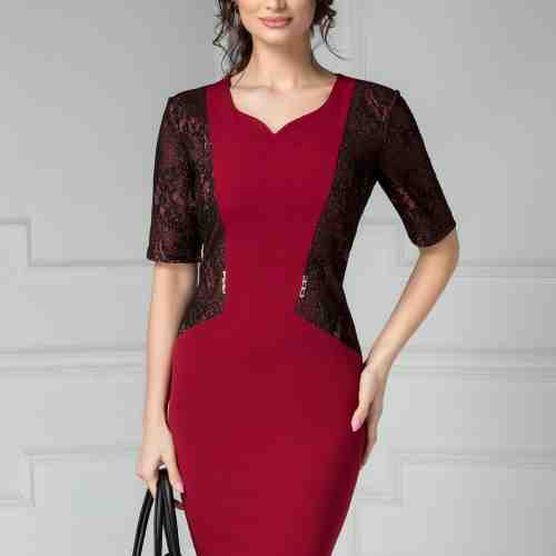 Rochie Samira grena cu fir auriu de ocazie
