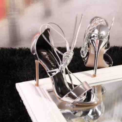 Sandale cu Toc Argintii Mirror Cod A275 (CULOARE: Argintiu, DIMENSIUNE TOC: 11, MARIME: 37)