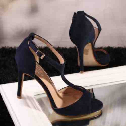 Sandale cu Toc Decupate Sonia Albastru Inchis Cod: A112 (CULOARE: Albastru Inchis, DIMENSIUNE TOC: 10, MARIME: 40)
