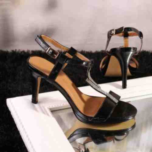 Sandale cu Toc Negre Fely Cod: A265 (CULOARE: Negru, DIMENSIUNE TOC: 10, MARIME: 41)