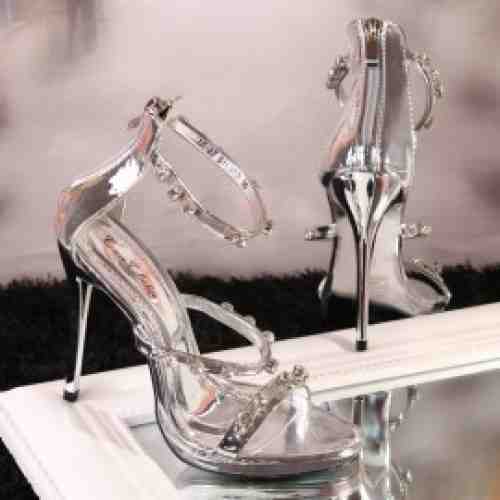 Sandale cu Toc Subtire si Pietricele Argintii Cod: A430 (CULOARE: Argintiu, DIMENSIUNE TOC: 10, MARIME: 41)