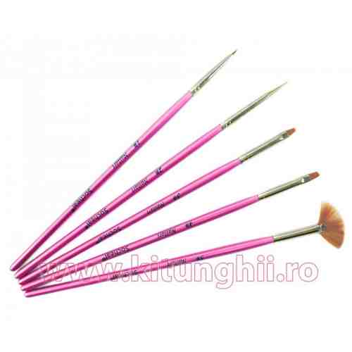 Set 5 Pensule Manichiura Unghii False - Sweet Pink