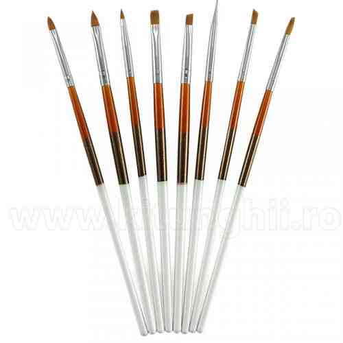 Set 8 Pensule Manichiura Unghii False si Pictura Unghii - Bronze Light