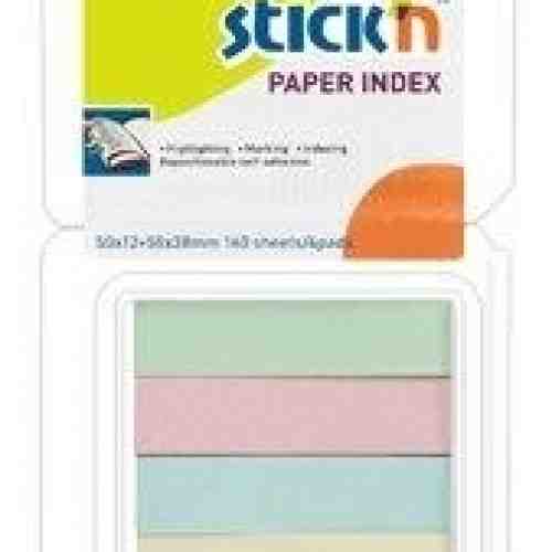 Stick index hartie color 50 x 12mm + 50 x 38 mm, 4 x 40 file/set, Stick"n - 4 culori pastel