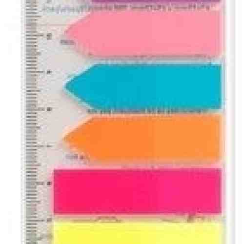 Stick index plastic transp. color 45 x 12 mm, 8 x 25 file/set + index sageata, Stick"n-8 culori neon
