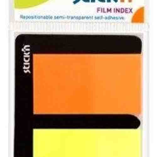 Stick index plastic transparent color 45 x 25 mm, 2 x 25 file/set, Stick"n - 2 culori neon
