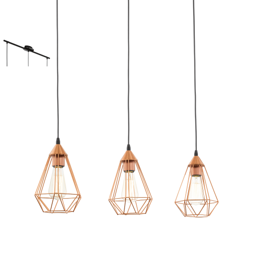 Suspensie/Lustră Eglo TARBES 3x60W, cupru