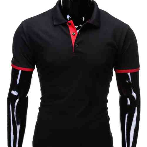 Tricou pentru barbati polo, negru, simplu, slim fit, casual - S758