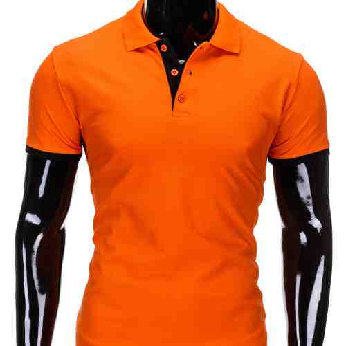 Tricou pentru barbati polo, portocaliu, simplu, slim fit, casual - S758