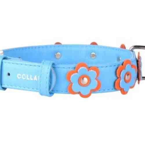 Zgarda albastra din piele Collar cu ornamente 27-36 cm