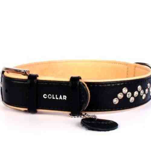Zgarda neagra reglabila din piele pentru caini Collar Brilliance 38-49 cm