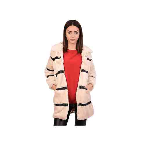 Haina blana bej cu insertii de piele eco 21842 B