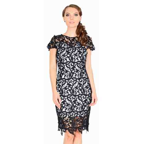 Rochie de ocazie neagra scurta cu broderie decupata Y8733N/B