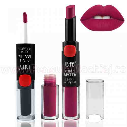 Lipstick & Lipgloss 2 in 1 Matte #07 - MediumViolet-Red