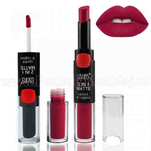 Lipstick & Lipgloss 2 in 1 Matte #08 - AlizarinCrimson