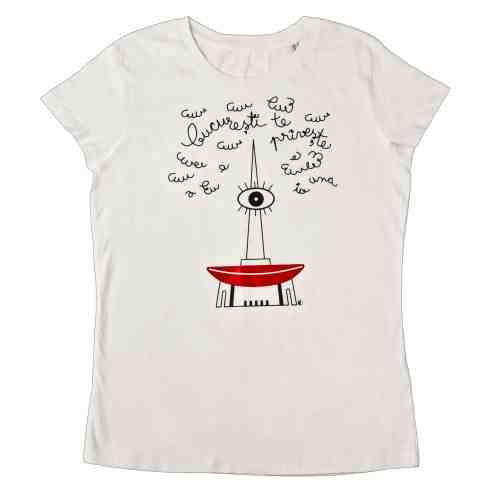 Tricou pentru femei - I Love Bucharest Ana Banica, culoarea alb, marimea XL | ROD