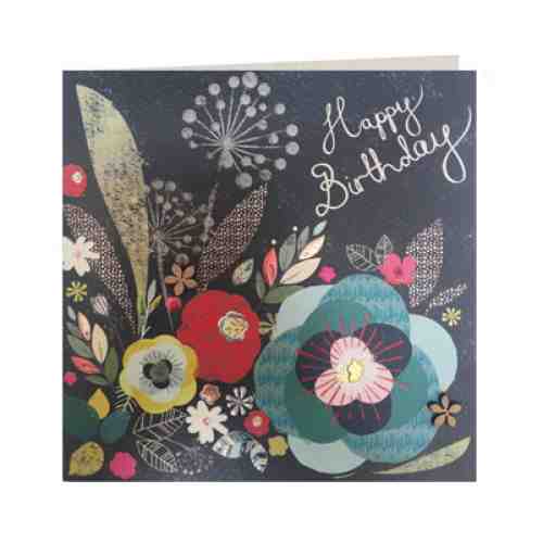 Felicitare - Happy Birthday Grey Floral | Laura Darrington Design