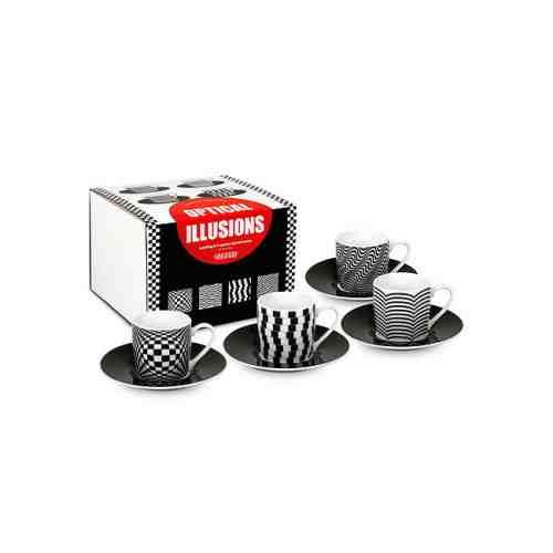 Set 4 cesti espresso cu farfurioara - iluzie optica | Koenitz