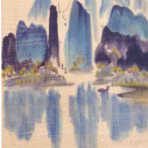 Felicitare din lemn - Chinese scenery | Forever Handmade Cards