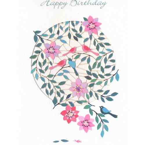 Felicitare - Happy Birthday Flowers & Birds | Forever Handmade Cards