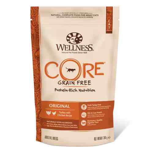 Hrana uscata pentru pisici Wellness Core Dry cu curcan si pui 300 g
